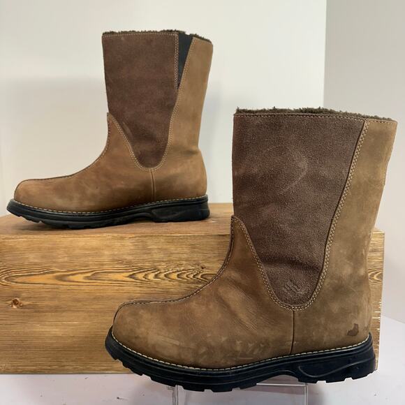 Columbia Shirebrook LeatherWaterproof Winter Boots Womens 8.5 Fleece Omni Grip - Picture 2 of 14